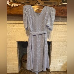 Tommy Hilfiger Light Blue Midi Dress with polka dot texture